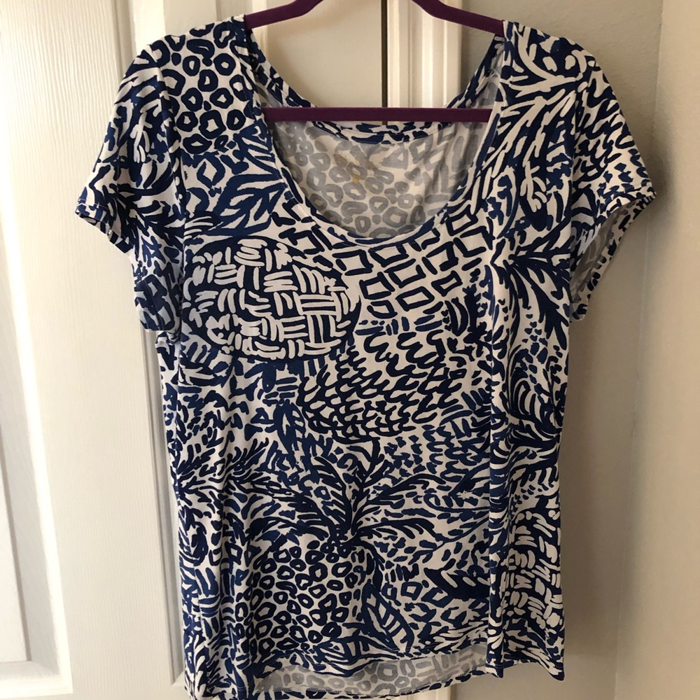Lilly Pulitzer Dori Tee shirt XL blue white